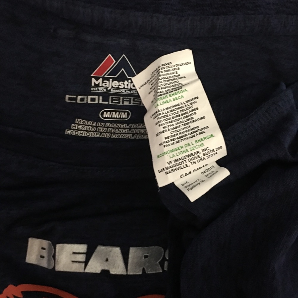 Chicago Bears Majestic Cool Base Blue T-shirt Medium VGUC - Picture 12 of 13